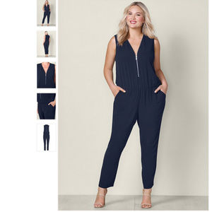 Navy Blue Zipper Jumpsuit W/Pockets!